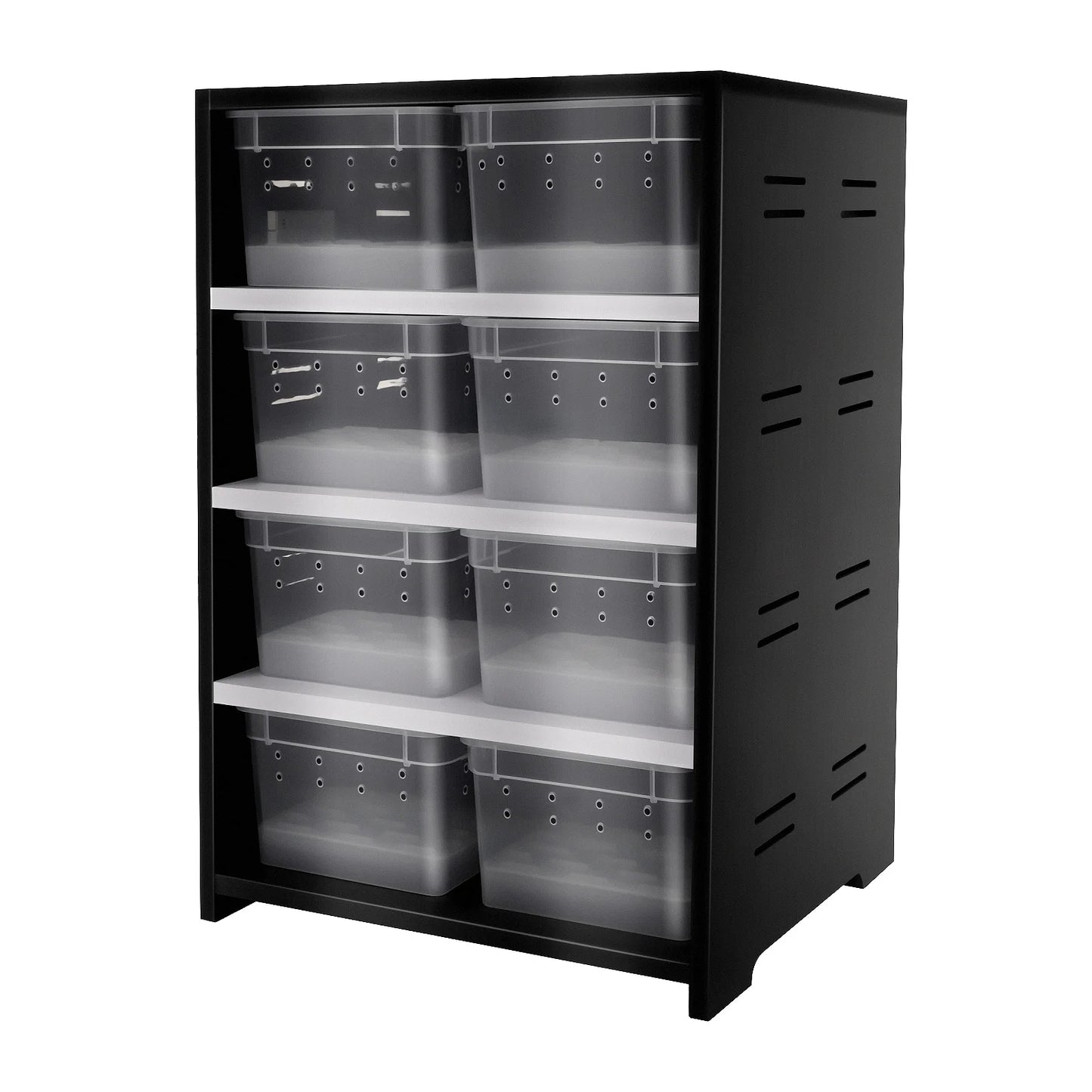 Reptile Breeding Cabinet with 8 Clear Boxes, 25W Heating Pad, Thermometer, for Spiders, Lizards & Small Reptiles, Space-Saving