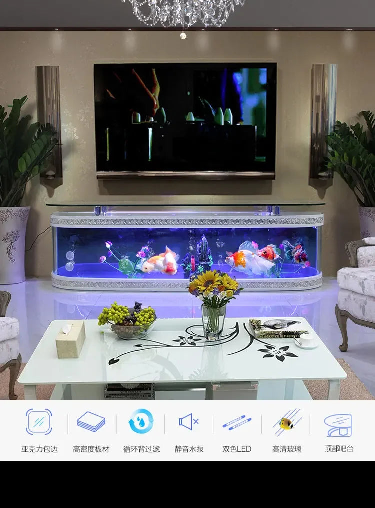 European Fish Tank Aquarium TV Cabinet Ecological Change Water Floor Type