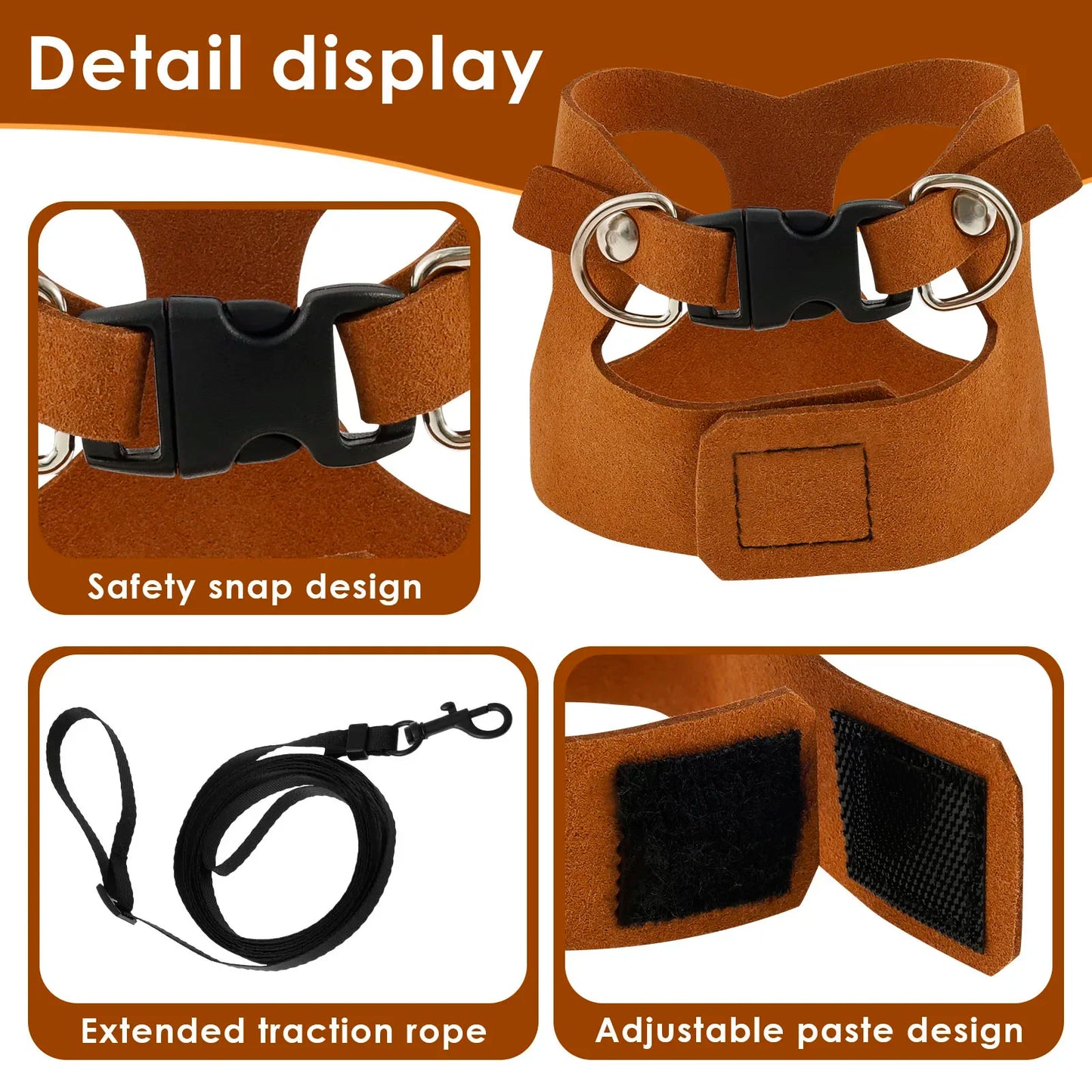 3Pcs Lizard Leash Harness Adjustable Reptile Bearded Dragon Traction Soft Rope Chameleon Amphibians Pet Harness Supplies