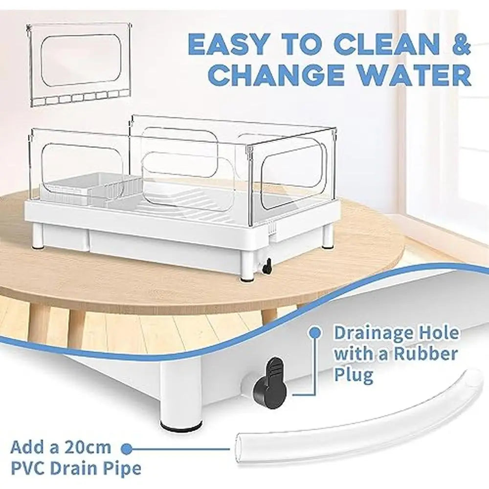 Acrylic Turtle Tank Starter Kit Tank Light Filter Basking Platform Small Tank Kit with Bottom Drainage Multi-Function