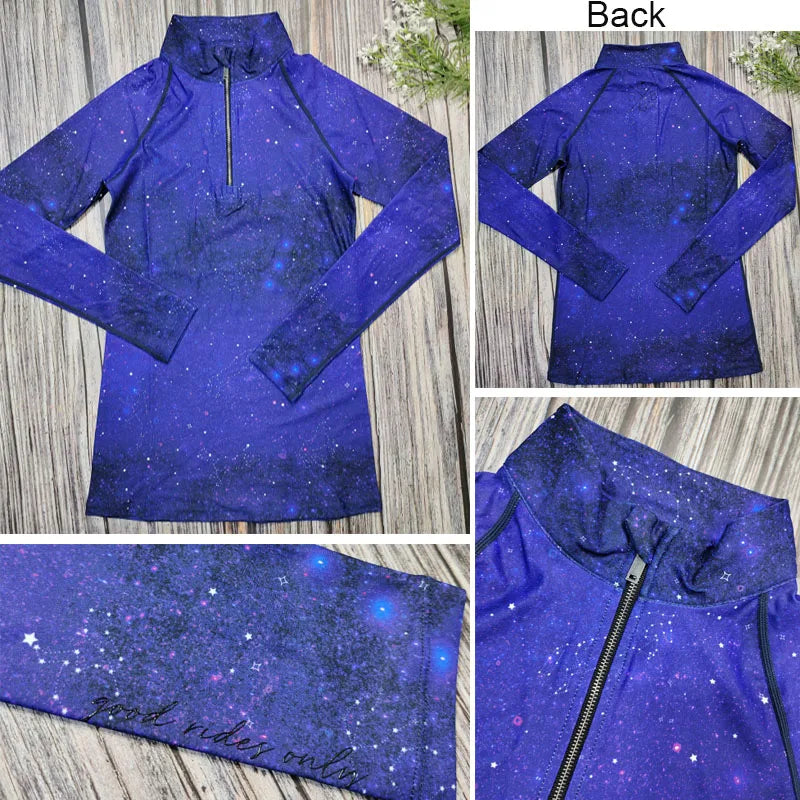 MXLLINA Western Zipper Horseback Riding Long Sleeve Base layer Equestrian Tops Breathable Riding Shirts Equestrian Clothing