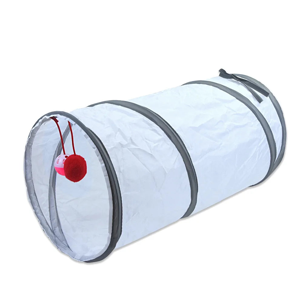 White Cat Tunnel Pet Supplies Funny Kitten Toys Foldable Toys For Cats Pet Training Interactive Fun Toy Play Tunnel Tube