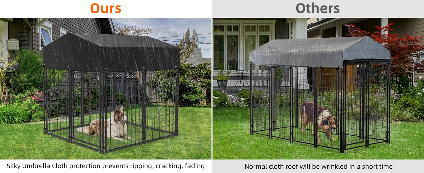 Heavy Duty Large Dog Kennel Pet Welded Metal Playpen Animal Cage with Roof Cover Pet Run Enclosure Playpen House Outdoor Indoor