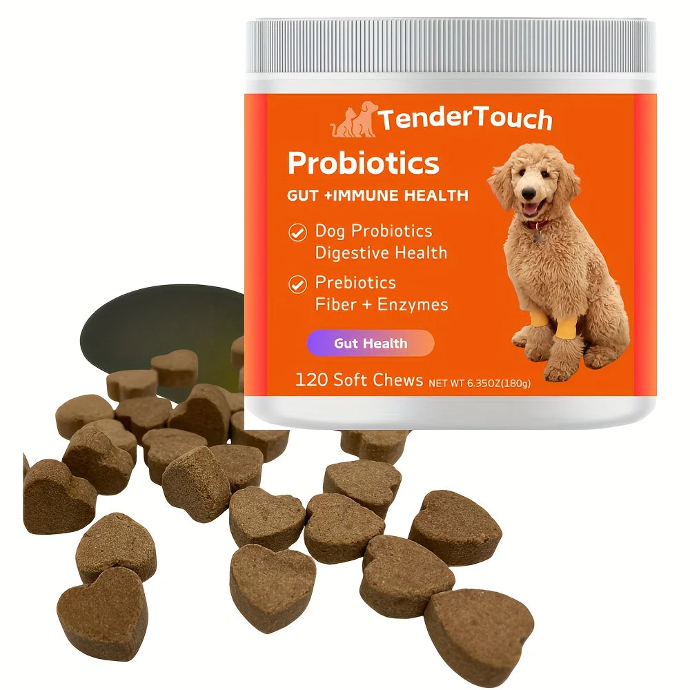 120 Chews - (1 Pack x 180g/6.35oz) 180g/6.35oz - TenderTouch Probiotics for Dogs, Dog Probiotics for Digestive Support
