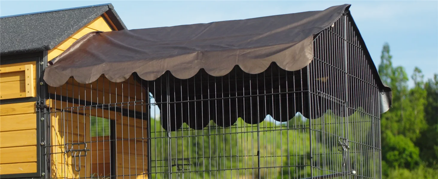 Large Chicken Coop with Metal Frame Mobile Hen House Poultry Cage with Wheels for 4-6 Chickens 85" L