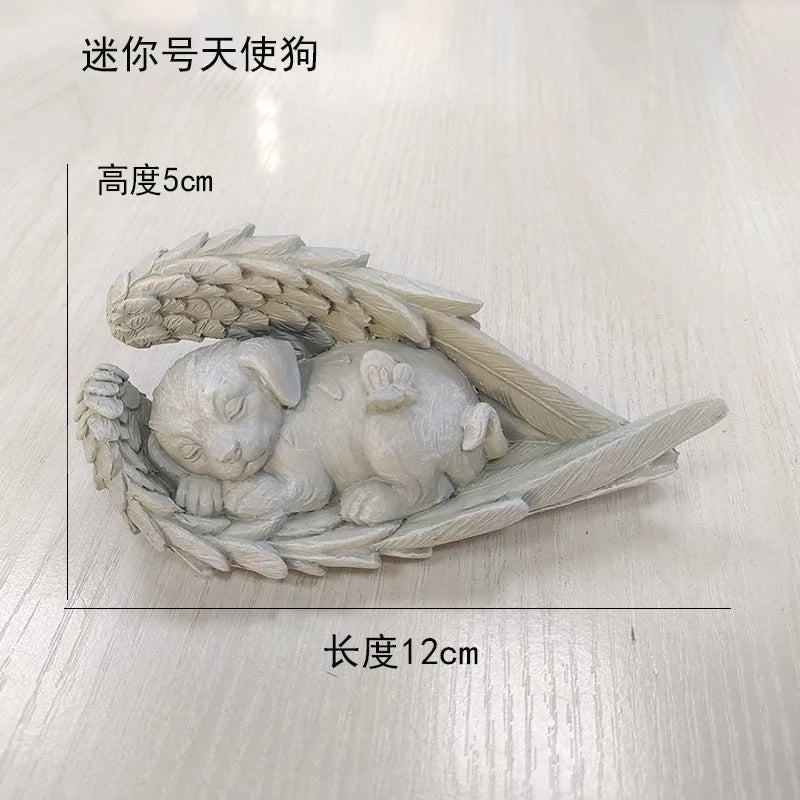 Pet Dog Cat Tombstone Personalized Memorial Stone Resin Statue Creative Angel Dog Cat Ornament Pet Tombstone Memorial Stone