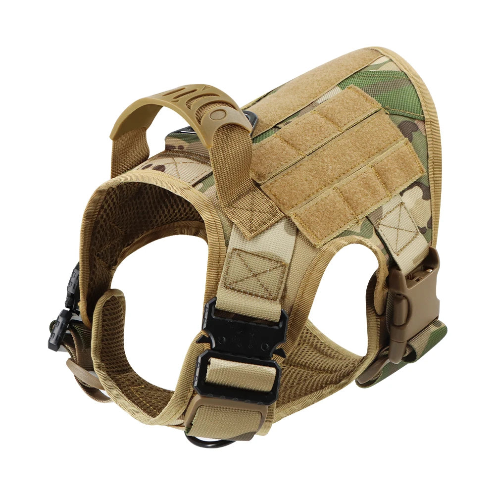 Military Large Dog Harness Collar Leash Bags Patches Set Malinois Training Vests Tactical Dogs Harnesses Accessories