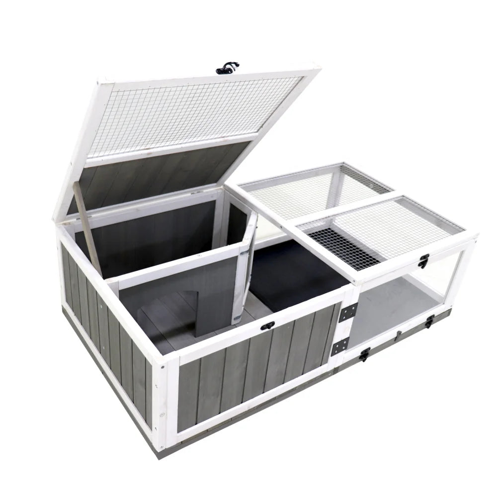 43"Upgrade Waterproof Tray, Activity Tray, Wooden Turtle House Indoor Small Animal Turtle Cage Outdoor Wooden Reptile Cage