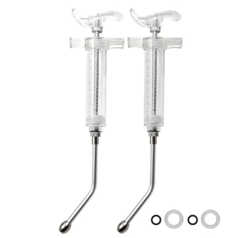 Zalaxt 2 Pcs Reusable Goats Syringe for Goat 2 Drench Nozzle Adjustable Dosage Drench Gun Syringe for Sheep (Clear 20ML)