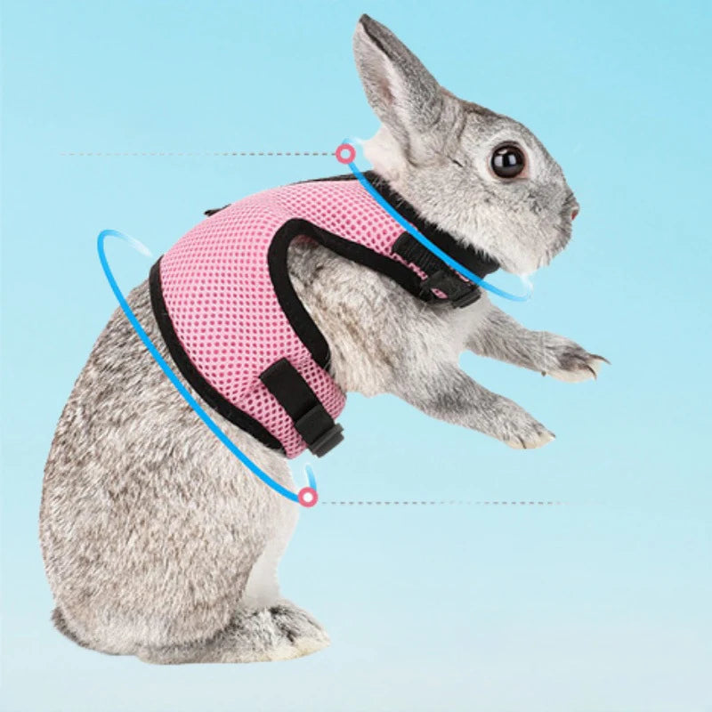 Mesh Breathable Ferret Bunny Harness Leash Set for Small Animals Rabbit Hamsters Summer Walking Pet Lead Pet Accessories