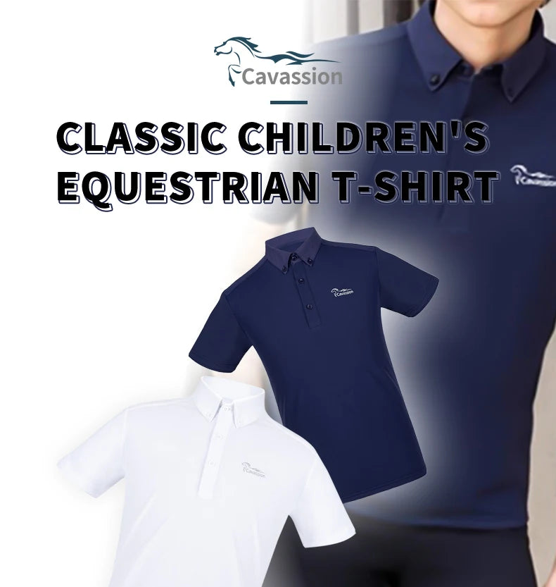 Kids riding horse T shirt white color competition equestrian children short sleeve coat boy rider equestrian equipment