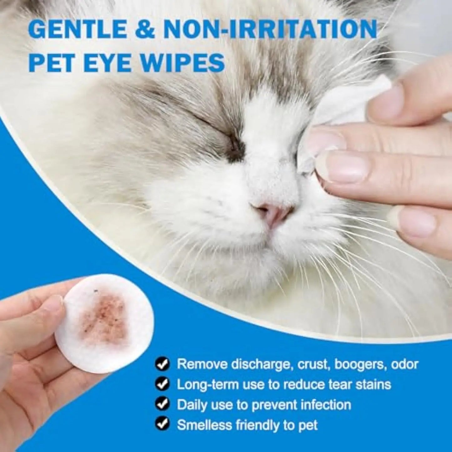 60Pcs/Box Dog Cat Pet Wet Wipes Cleaner Safe Effective Removes Tear Stain Eye Stain Cleaner For Dog Cat Eye Cleaner Pet Supplies