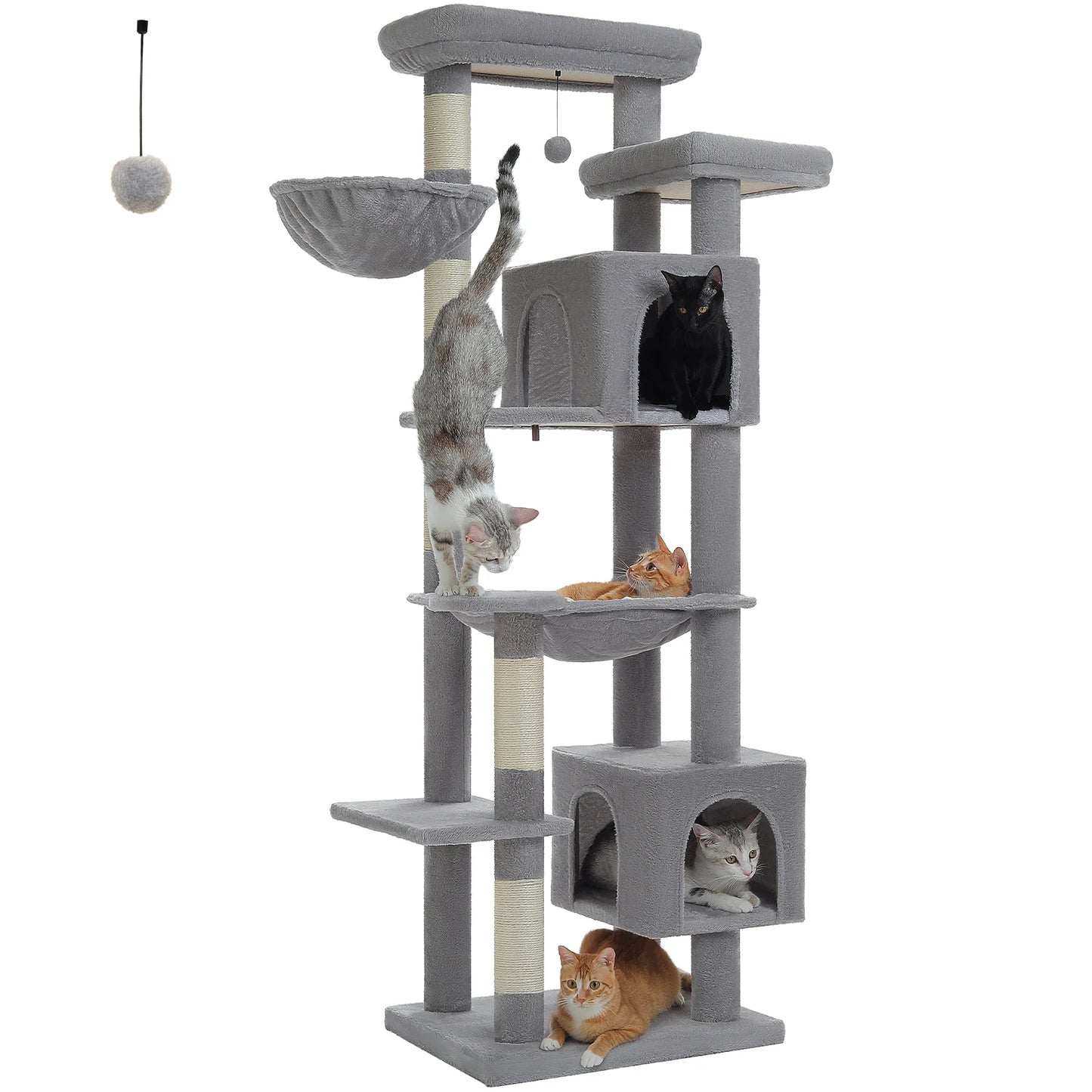 Large Cat Tree Tall Cat Tower for Indoor Cats Multi-Level Plush Cat Condo with Scratching Posts Scratching Posts Perches Caves