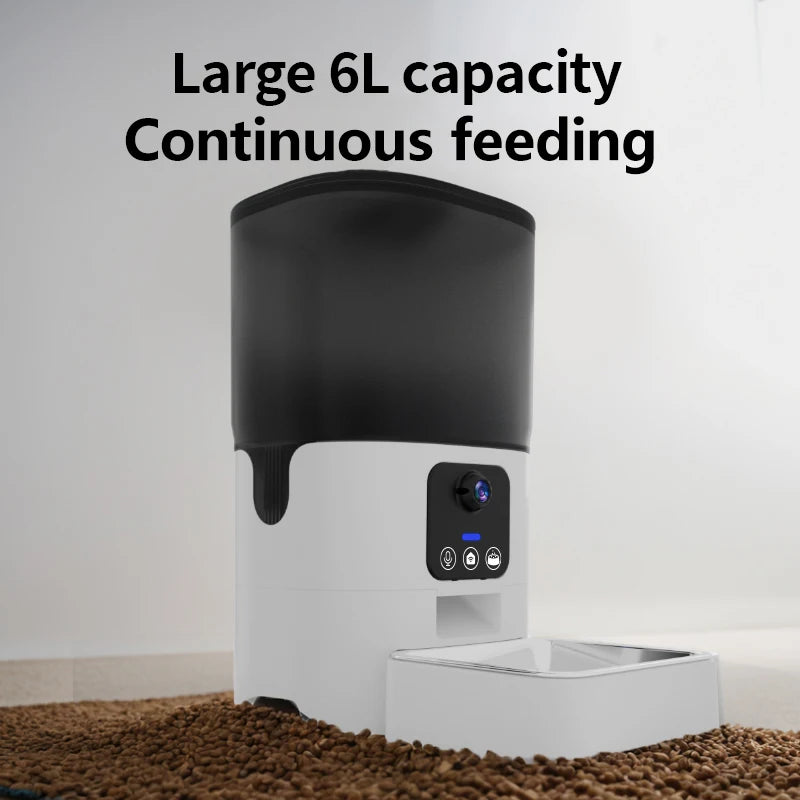 Cat automatic feeder visual cat food dog food WiFi intelligent timed quantitative pet food dispenser 6L video model cat