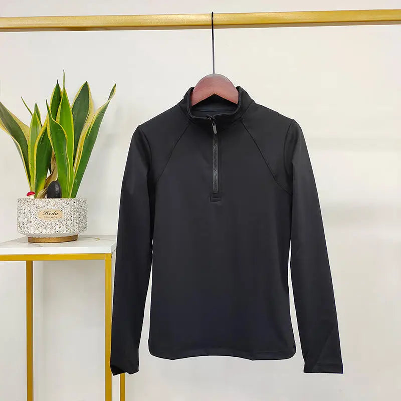 MXLLINA Western Zipper Horseback Riding Long Sleeve Base layer Equestrian Tops Breathable Riding Shirts Equestrian Clothing