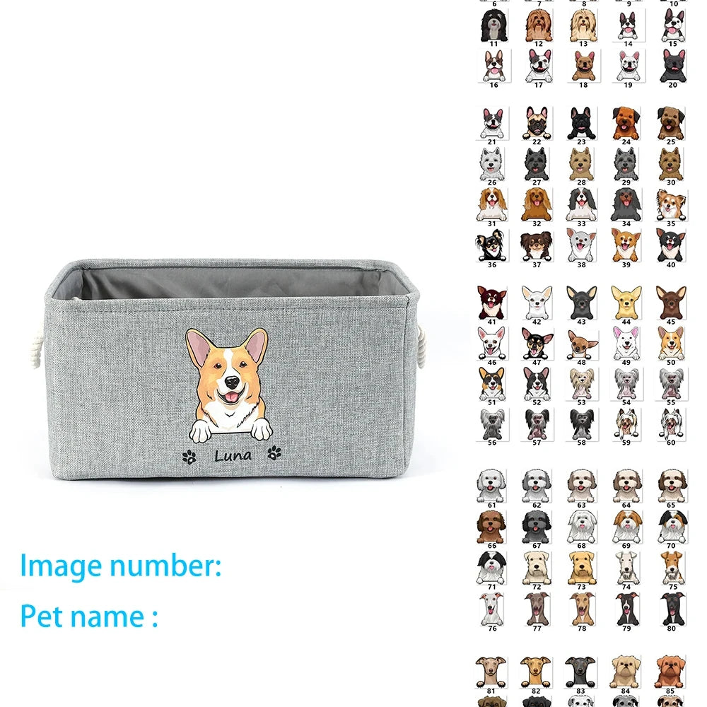 Personalized Dog Toy Basket Free Print Dog Cat Image Name Pet Storage Box for Toy Clothes Pet Dog Accessories supplies
