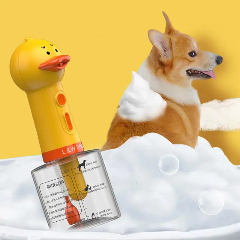 Yellow Duck Pet Cleaning Machine Type-C Charging Automatic Soap Dispenser Bathing Electric Foam Machine Pet Accessories