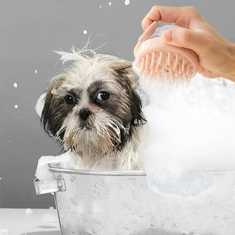 Soft Safety Bathroom Gloves Puppy Dog Cat Bath Massage Gloves Brush Silicone Comb with Shampoo Box Massager Comb Grooming Shower Brush