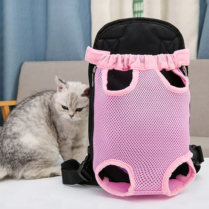 Adjustable Dog Front Carrier Legs Out Breathable Portable Travel Pet Dog Carrier Backpack Mesh Carrier for Dog Cats Outdoor