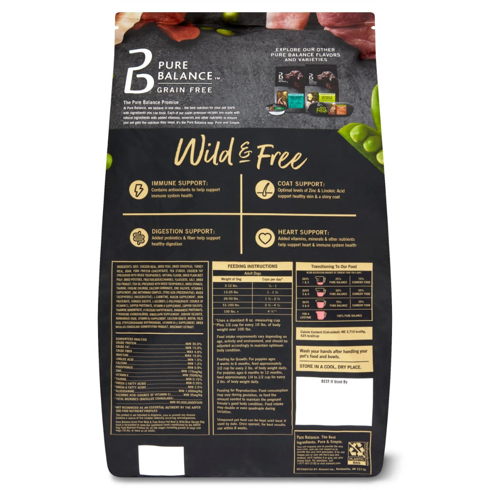 Dry Dog Food Wild & Free Beef & Wild Boar Recipe Dry Dog Food 24 Lbs Grain-Free Feed Dogs Snacks Supplies Pet Products