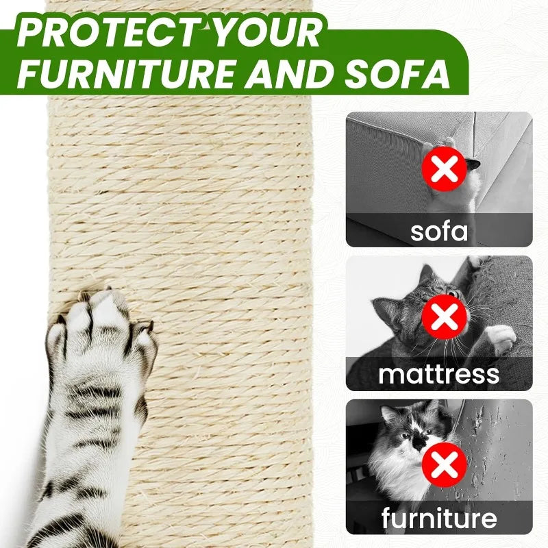 61" Large Cat Tree Tower for Indoor Cats with DIY Green Leaves Scratching Post Multi Soft Hang Ball Plush Cat House Furniture