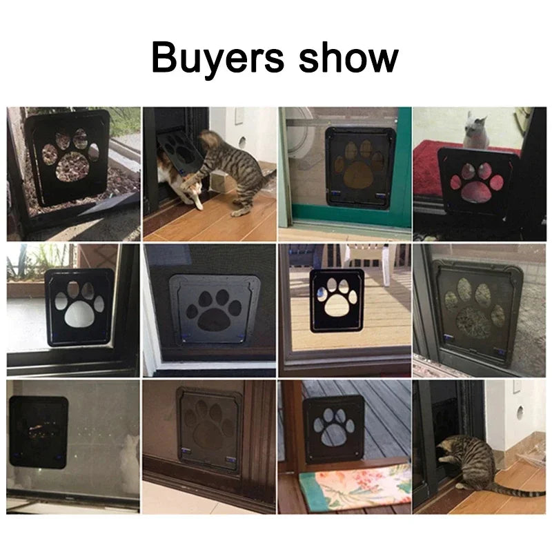 4-Way Lockable Plastic Pet Big Dog Cat Door for Screen Window Safety Flap Gates Pet Tunnel Dog Fence Free Access Door for Home
