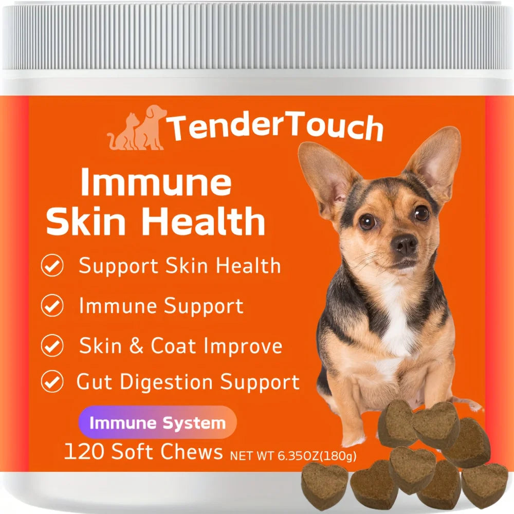 120 Chews - 1 Pack (1 x 180g/6.35oz) 180g/6.35oz - TenderTouch Allergy & Immune Supplement for Dogs - Dog Allergy Support
