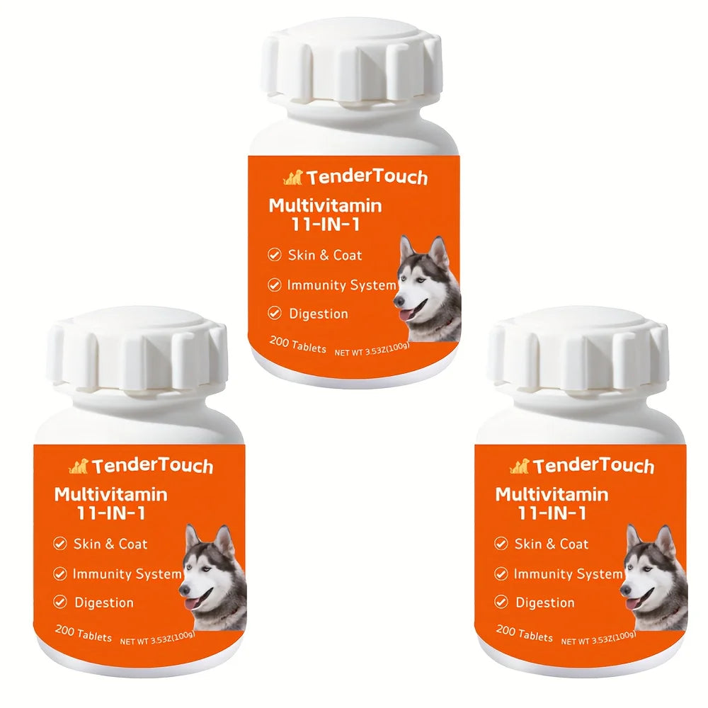 3-Pack(3 x 200 Count) - 600 Count - Dog and Cats 11 In 1 Multivitamin, Vitamins and Supplements, Senior