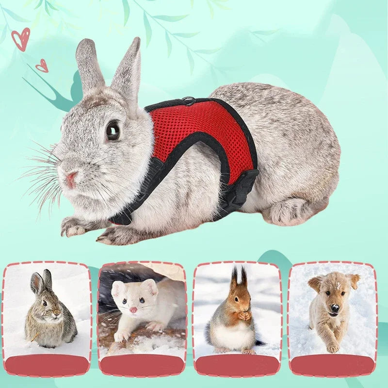 Mesh Breathable Ferret Bunny Harness Leash Set for Small Animals Rabbit Hamsters Summer Walking Pet Lead Pet Accessories