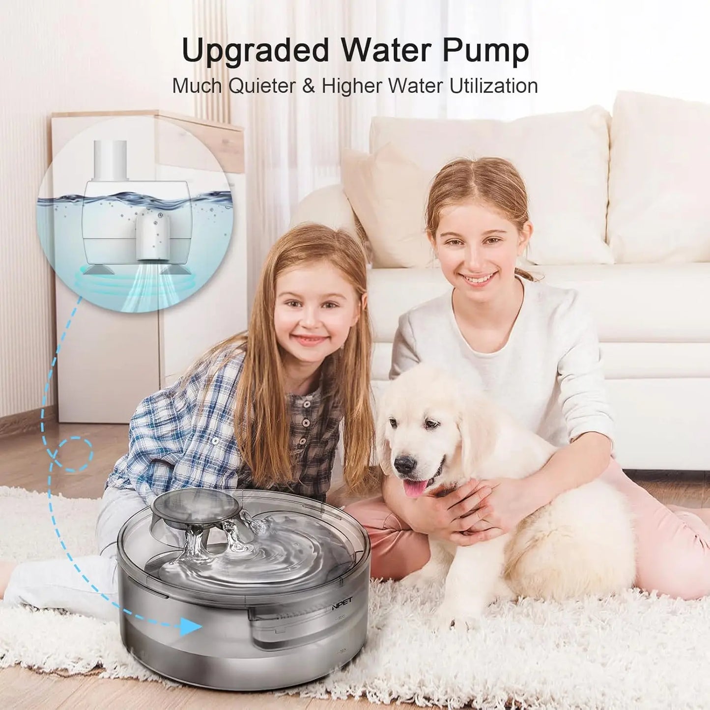 Dog Water Fountain, 170oz/1.3Gallon/5L Large Automatic Pet Water Dispenser Dog Water Bowl for Cat, Dogs, Multiple Pets