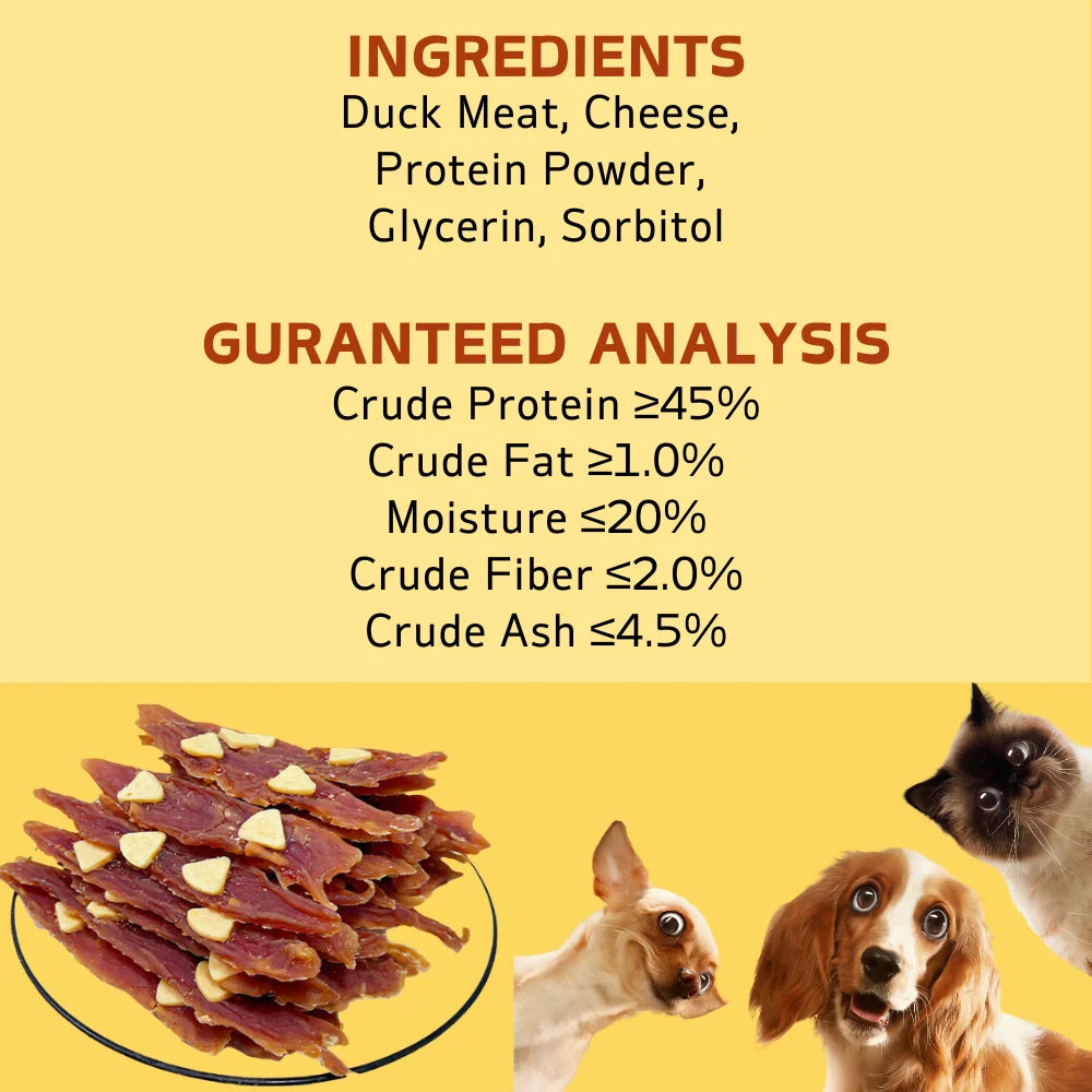 7.05oz/14.11oz (200g/400g) Milk Cheese Duck Jerky, All Natural Ingredients, Natural Dog Treats, Healthy, Easily Digestible