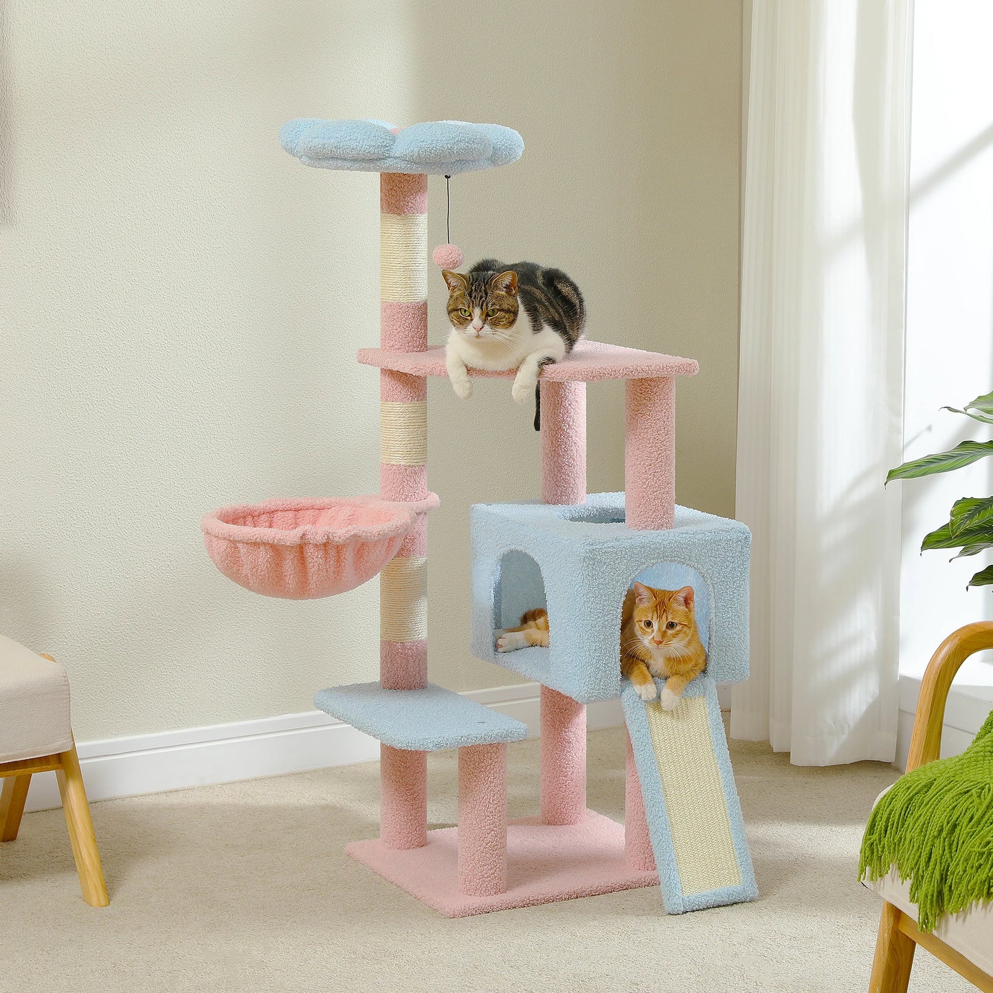 Flower Cat Tree Multi-Level Cat Tower with Sisal Covered Scratching Posts Small Medium Cats