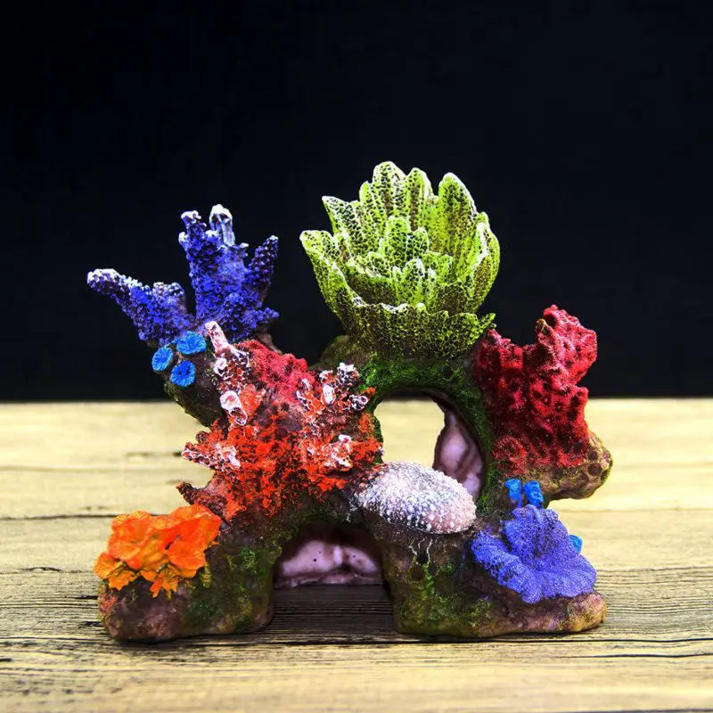 Fish for Tank Coral Decorations Artificial Resin Coral Cave House Betta 6XDE