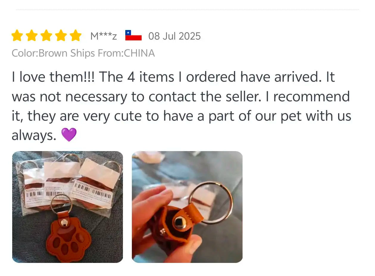 Leather Memorial Pet Hair Storage Bag Cat Paw Keychain Handmade Homemade Pet Memorial Keychain