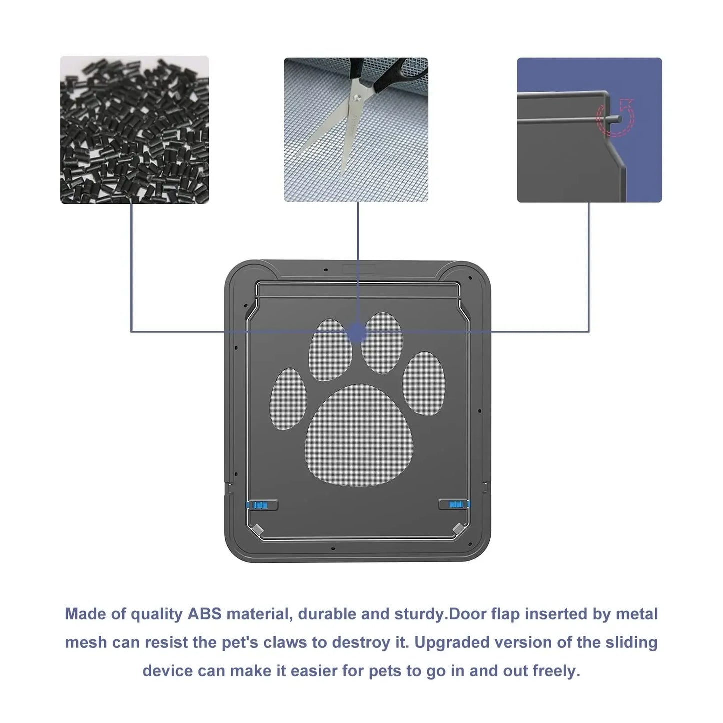 4-Way Lockable Plastic Pet Big Dog Cat Door for Screen Window Safety Flap Gates Pet Tunnel Dog Fence Free Access Door for Home