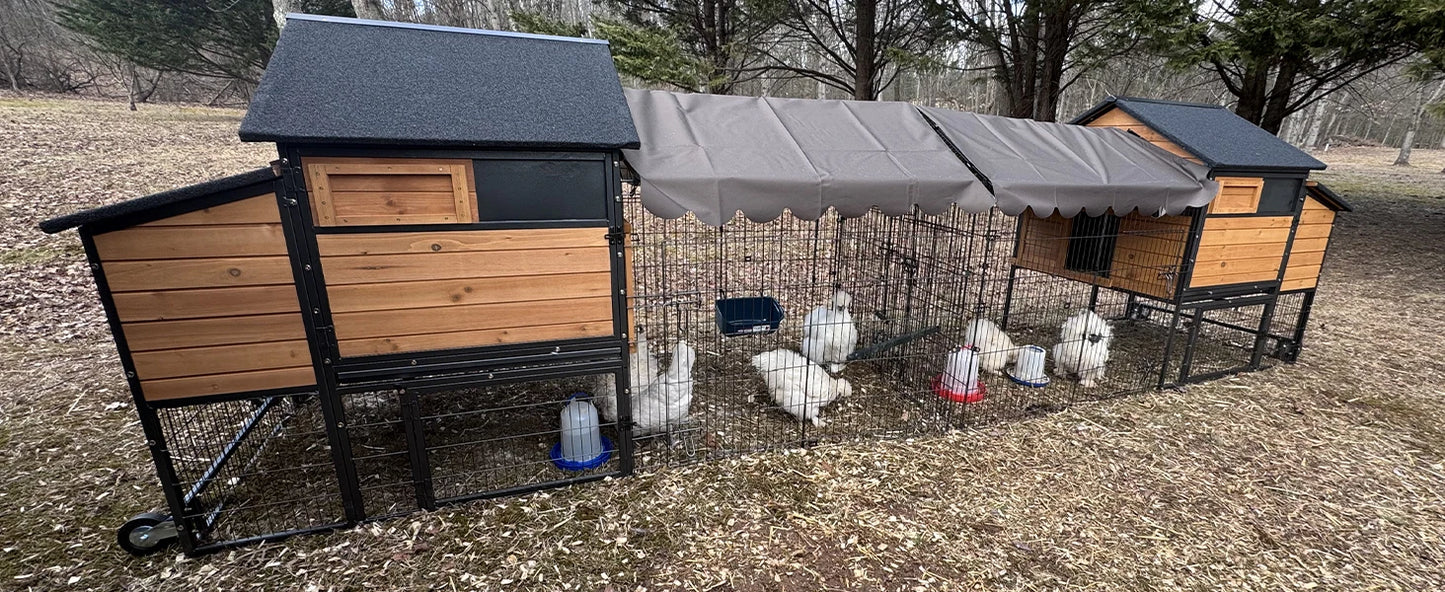 Large Chicken Coop with Metal Frame Mobile Hen House Poultry Cage with Wheels for 4-6 Chickens 85" L