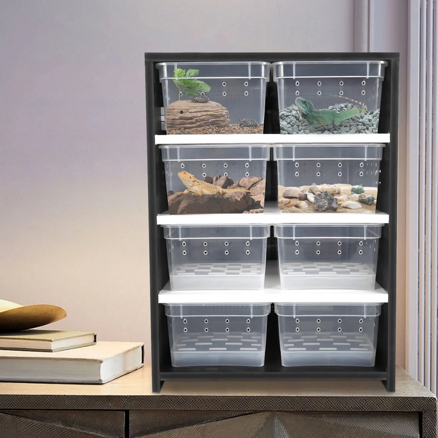 8 Layers Acrylic Pets Feeding Cabinet, 220V High Capacity Transparent Winter Breeding Box with Thermometer & Hygrometer