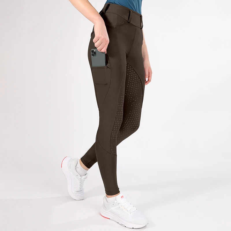 MXLLINA White Horse Riding Pants Women Equestrian Breeches Full Seat Silicone Competition Leggings Anti-pilling Sports Tights