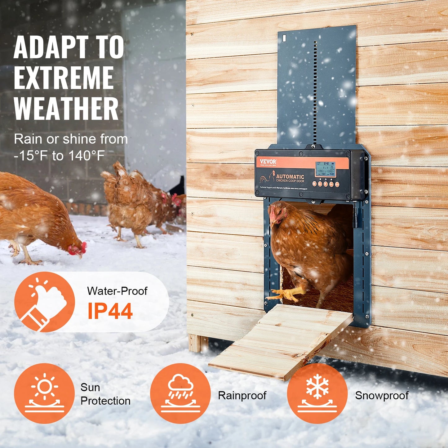 Automatic Chicken Coop Door with Light Sensing Remote Control Auto Chicken Door Opener Chicken Supplies Battery Powered