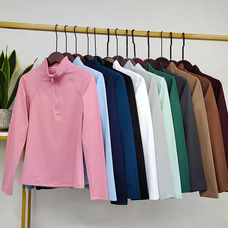 MXLLINA Western Zipper Horseback Riding Long Sleeve Base layer Equestrian Tops Breathable Riding Shirts Equestrian Clothing
