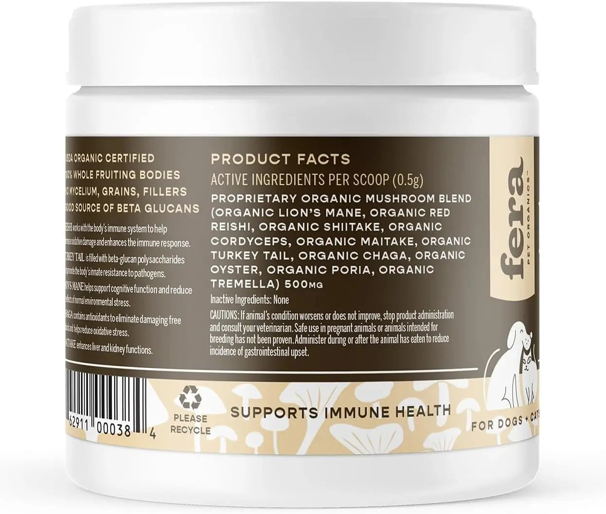 Turkey Tail Mushroom Supplement for Dogs & Cats - Vet Created - for Cognition & Immune System – Organic