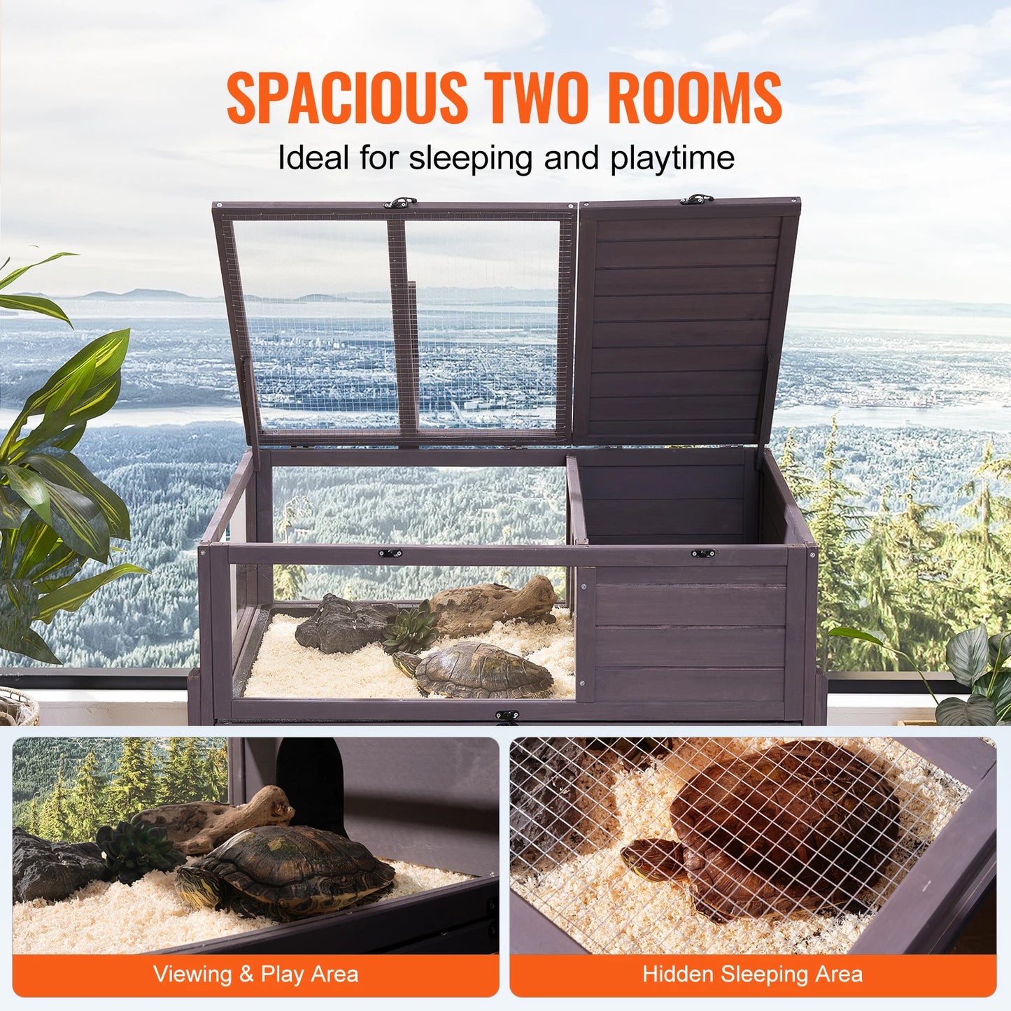 VEVOR Tortoise Habitat Tortoise House Indoor & Outdoor Rolling Tortoise Enclosure with Light Stand Reptile Enclosure Animal Cage