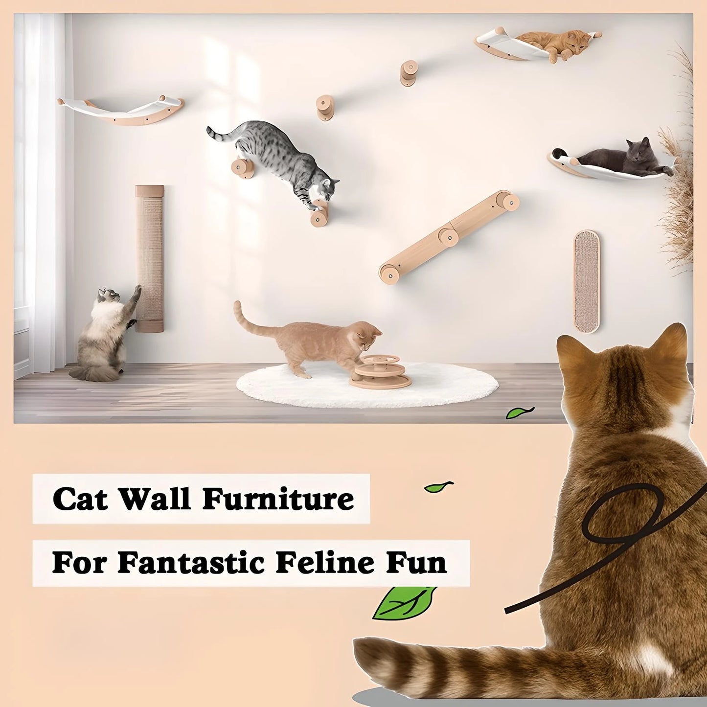Cat Hammock Wall Mounted Cat Shelf With Two Steps - Cat Wall Shelves And Perches For Sleeping, Playing, Climbing, And Lounging -Sleeping, Playing, Climbing, And Lounging -