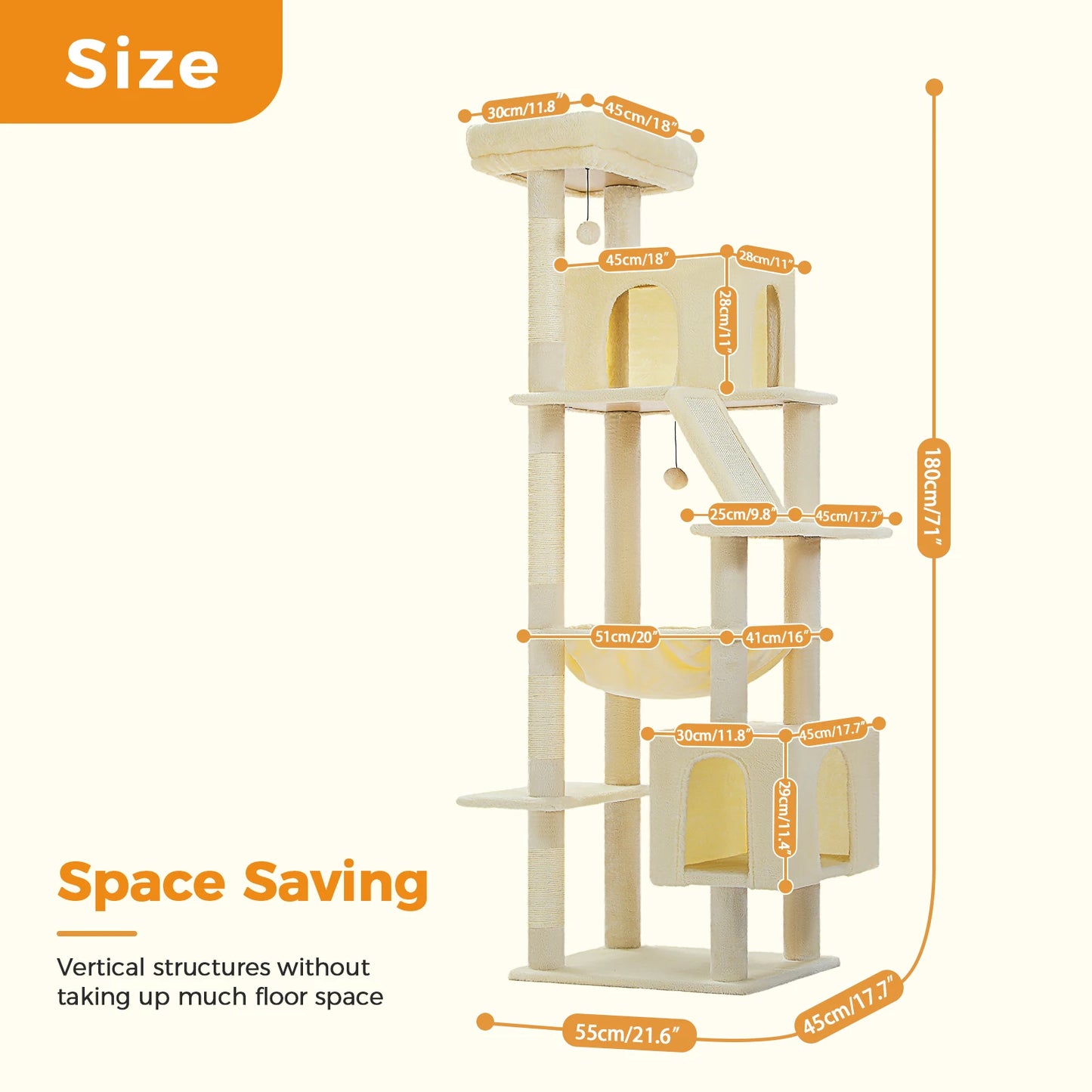 Large Cat Tree Tower Home Furniture Cat Tower Pets Hammock Sisal Cat Scratching Post Climbing Frame Spacious Perch