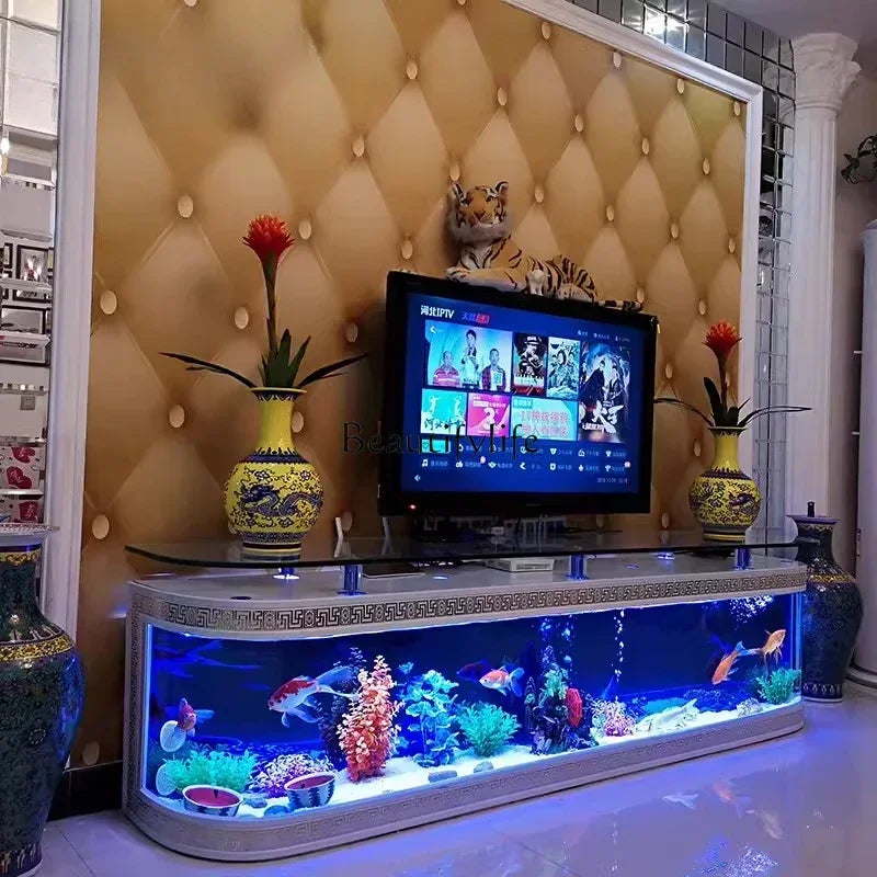 European Fish Tank Aquarium TV Cabinet Ecological Change Water Floor Type
