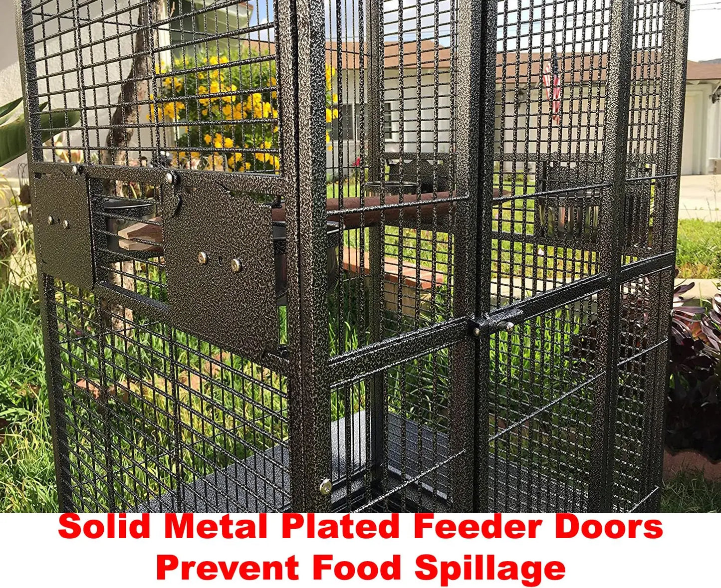 Large Double Ladders Open Play Top Wrought Iron Bird Cage Parrot Parakeet Finch Macaw Cockatoo Includes Seed Guard and Toy Hook