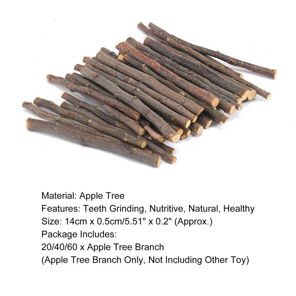 20/40/60Pcs Excellent Practical Rabbit Chew Stick Multipurpose Bite-Resistant Apple Tree Branches Bunny Hamsters Chew Toys