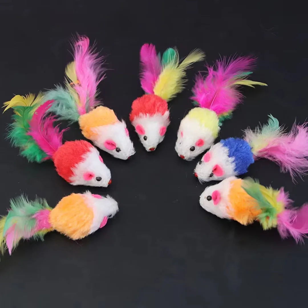 New Pet Cat Toys Interactive Cute Soft Fleece False Mouse Colorful Feather Funny Playing Training Toy for Cats Kitten Pet Supplies