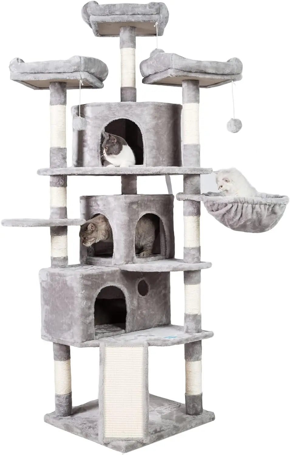 Cat Tower with Caves, Cozy Perches, Scratching Posts, Activity Center Stable for Kitten/Big Cat