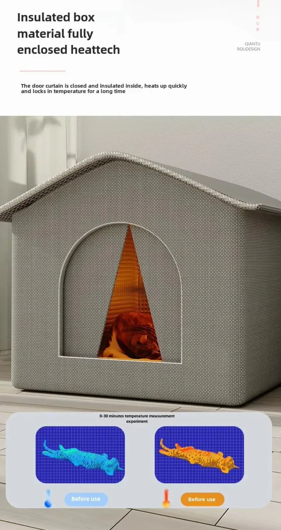 Cat Nest Waterproof Stray Cat House Outdoor Feral Large Capacity Pet Rainproof Moisture Large Enclosed Bite Resistant Cat Nest